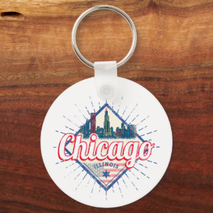 Chicago Illinois United Staaten Retro Skyline USA Schlüsselanhänger