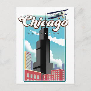 Chicago Illinois USA Reiseplakat Postkarte