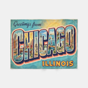 Chicago Illinois Vintage Reiseandenken Fleecedecke