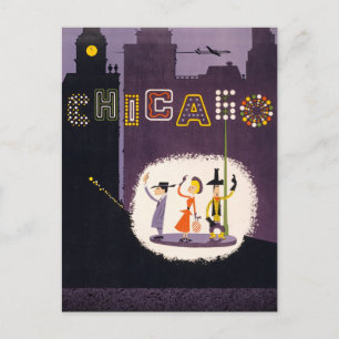 Chicago Illinois Vintage Retro Reiseplakat Postkarte