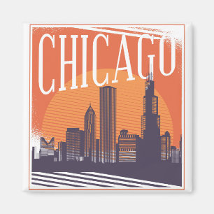 Chicago Illinois Vintage-Silhouette Magnet