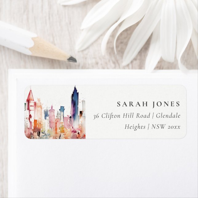 Chicago Illinois Watercolor Landscape Address (Insitu)