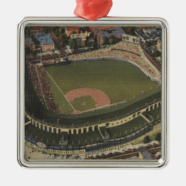 Chicago, Illinois - Wrigley fangen CUB auf Silbernes Ornament (Vorne)