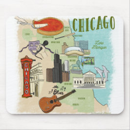 Chicago Illustriert Map Mouse Pad Mousepad