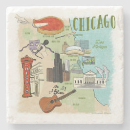 Chicago Illustriert Map Stone Untersetzer