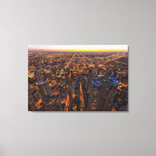 Chicago im Stadtzentrum gelegen am Sonnenuntergang Leinwanddruck