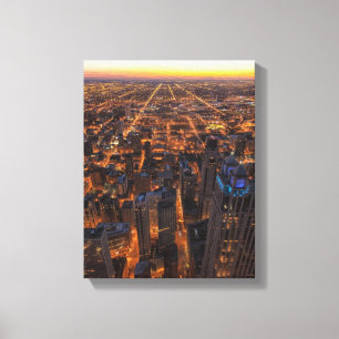Chicago im Stadtzentrum gelegen am Sonnenuntergang Leinwanddruck