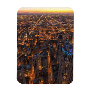 Chicago im Stadtzentrum gelegen am Sonnenuntergang Magnet