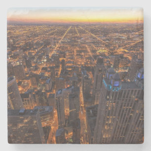 Chicago im Stadtzentrum gelegen am Sonnenuntergang Steinuntersetzer