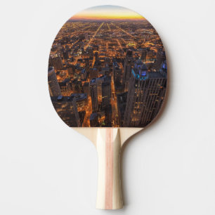 Chicago im Stadtzentrum gelegen am Sonnenuntergang Tischtennis Schläger