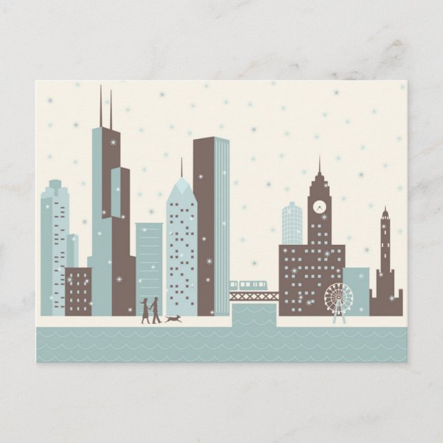 Chicago im Winter Postkarte (Vorderseite)