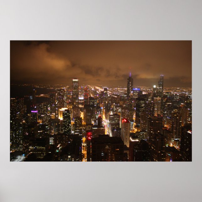 Chicago in der Nacht Poster (Vorne)