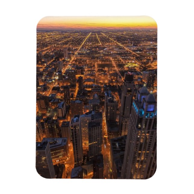 Chicago Innenstadt bei Sonnenuntergang Magnet (Vertikal)