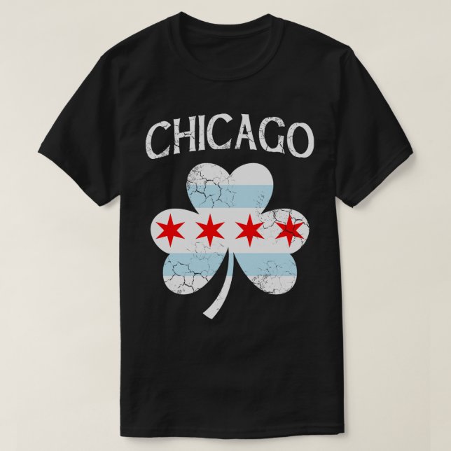 Chicago Irish Flag Kleeblatt St Patricks Day T-Shirt (Design vorne)
