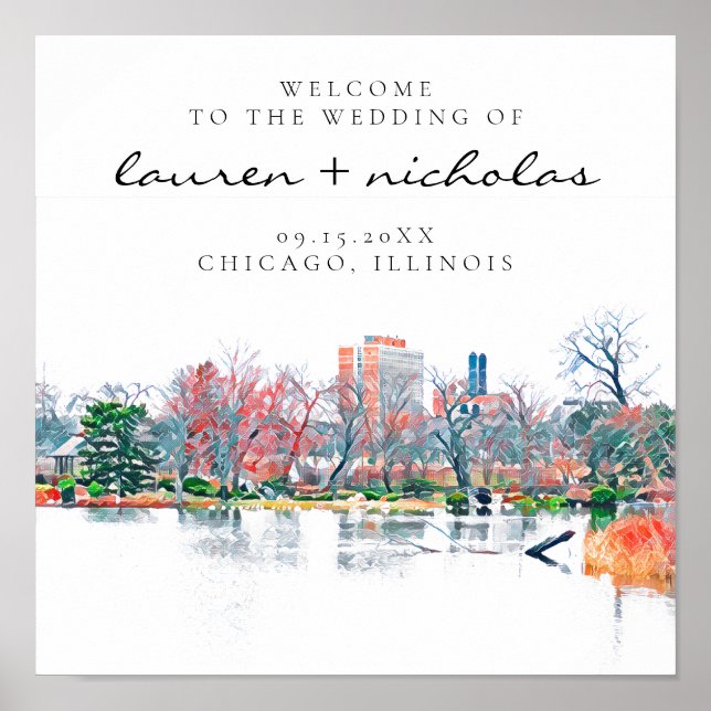 Chicago Jackson Park Wedding Welcome Sign Poster (Vorne)