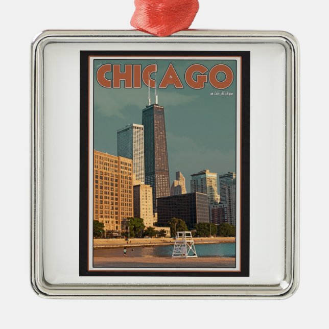 Chicago- - Johnhancock Mitte Ornament Aus Metall (Vorne)