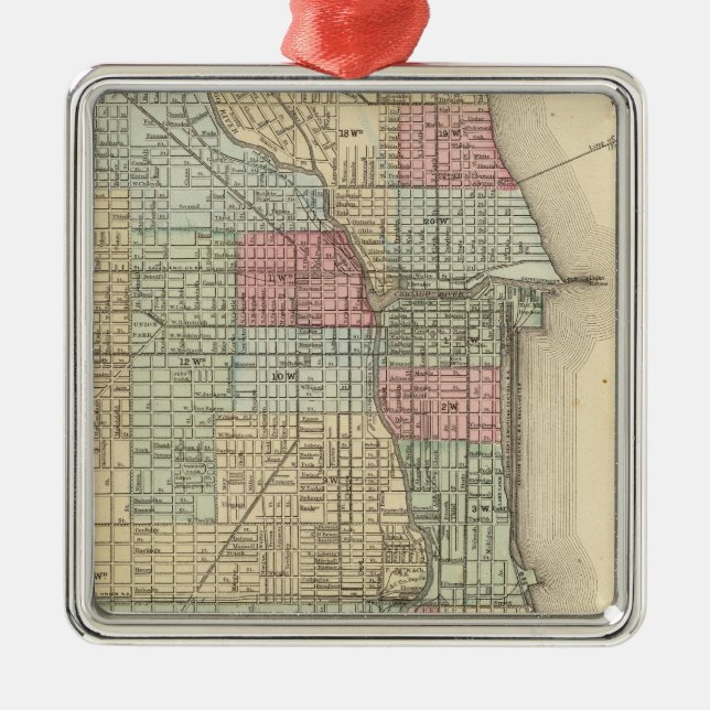 Chicago-Karte durch Mitchell Silbernes Ornament (Vorne)