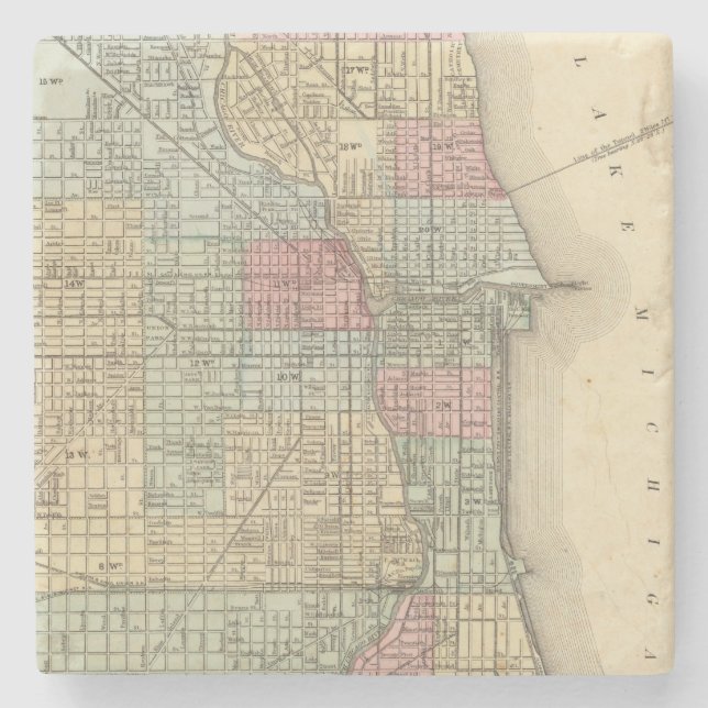 Chicago-Karte durch Mitchell Steinuntersetzer (Vorderseite)