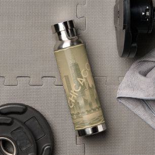 Chicago Khaki Green Tan Skyline Trinkflasche