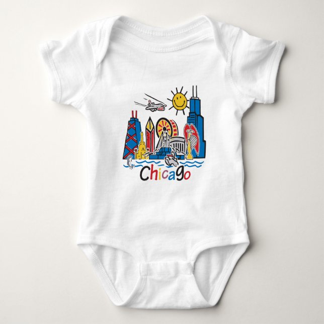 Chicago Kids Skyline Baby Strampler (Vorderseite)