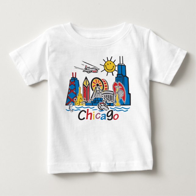 Chicago Kids Skyline Baby T-shirt (Vorderseite)