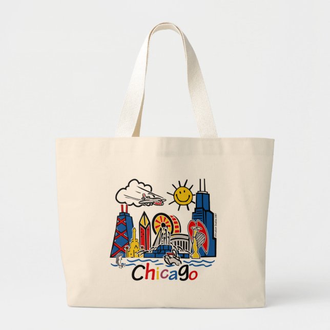Chicago Kids Skyline Jumbo Stoffbeutel (Vorne)