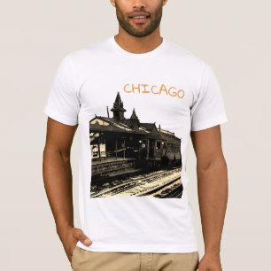 Chicago L 1950 Aquarell Sepia-Fotografie U-Bahn T-Shirt