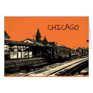 Chicago L 1950 Watercolor Sepia Photograph