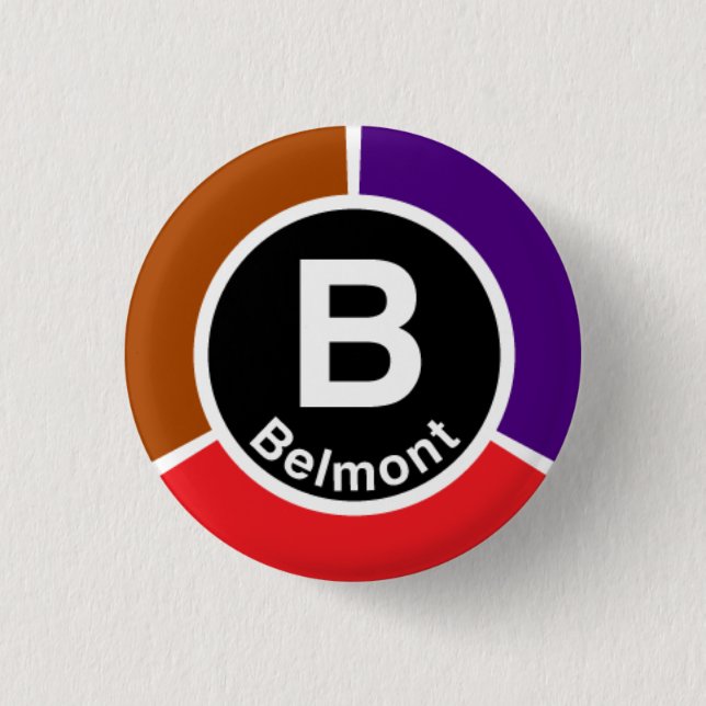 Chicago L Belmont-Rot/Brown/lila Linie Button (Vorderseite)