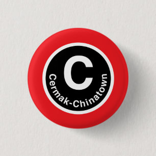 Chicago L Cermak-Chinatown rote Linie Knopf Button