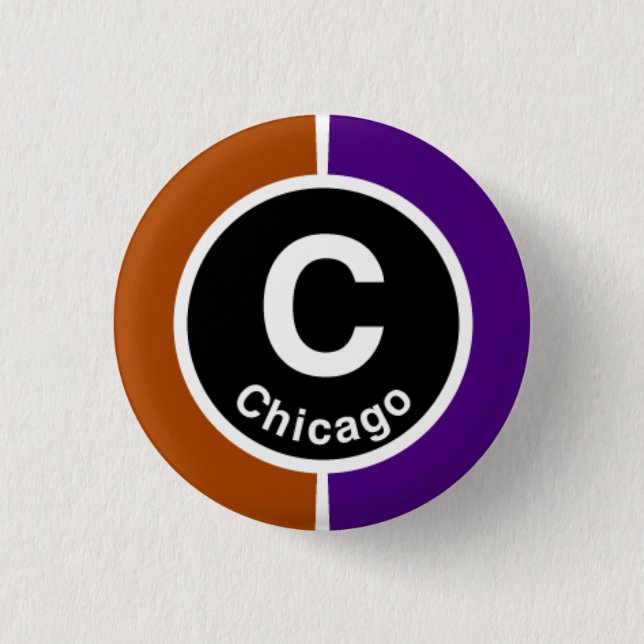 Chicago L Chicago Brown/lila Linie Button (Vorderseite)