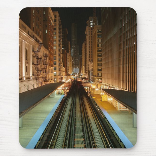 Chicago "L" Station nachts Mousepad (Vorne)