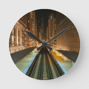 Chicago "L" Station nachts Runde Wanduhr