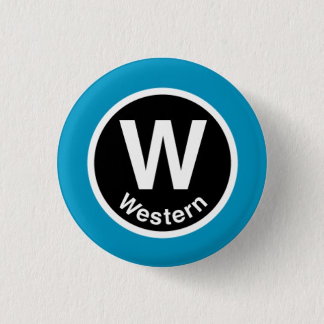 Chicago L Western-blaue Linie Button (Vorderseite)