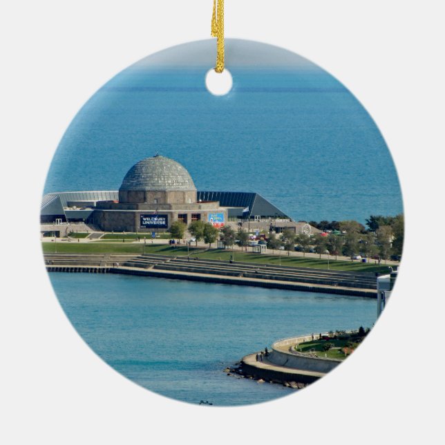 Chicago Lakefront Planetarium Foto Keramik Ornament (Hinten)