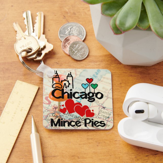 Chicago Lieben Mince Pies Cityscape Schlüsselanhänger (Schreibtisch)