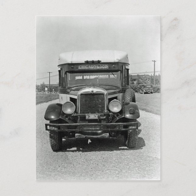 Chicago Loop City Bus Foto von 1920 Postkarte (Vorderseite)