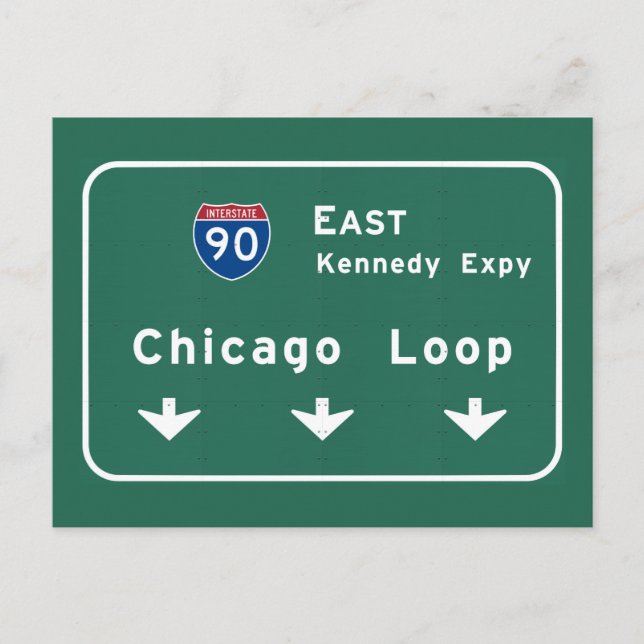 Chicago Loop I-90 E Interstate Illinois IL Postkarte (Vorderseite)