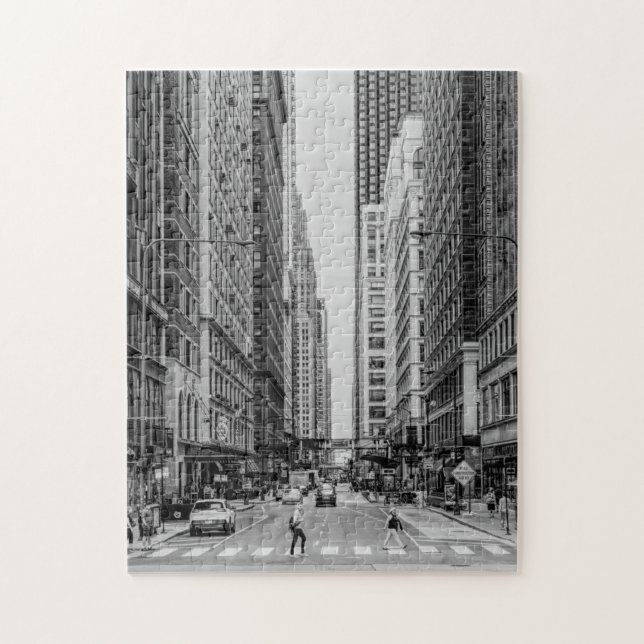 Chicago Madison Street Grayscale Jigsaw Puzzle (Vertikal)