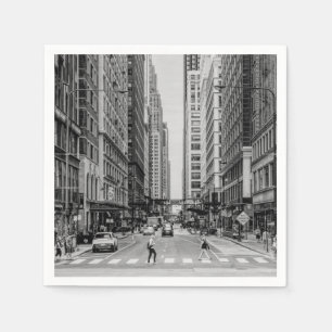 Chicago Madison Street Grayscale Paper Napkins Serviette