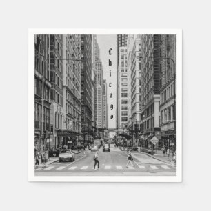 Chicago Madison Street Grayscale Paper Napkins Serviette