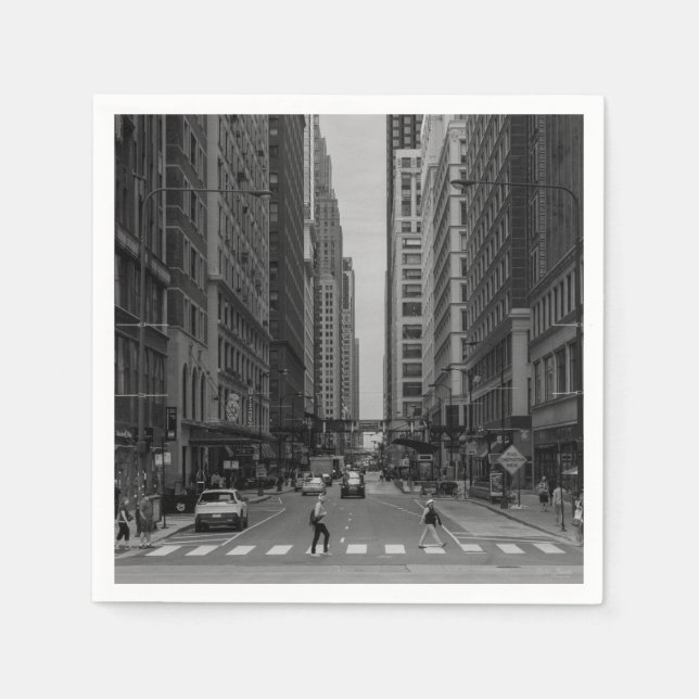 Chicago Madison Street Grayscale Serviette (Vorderseite)