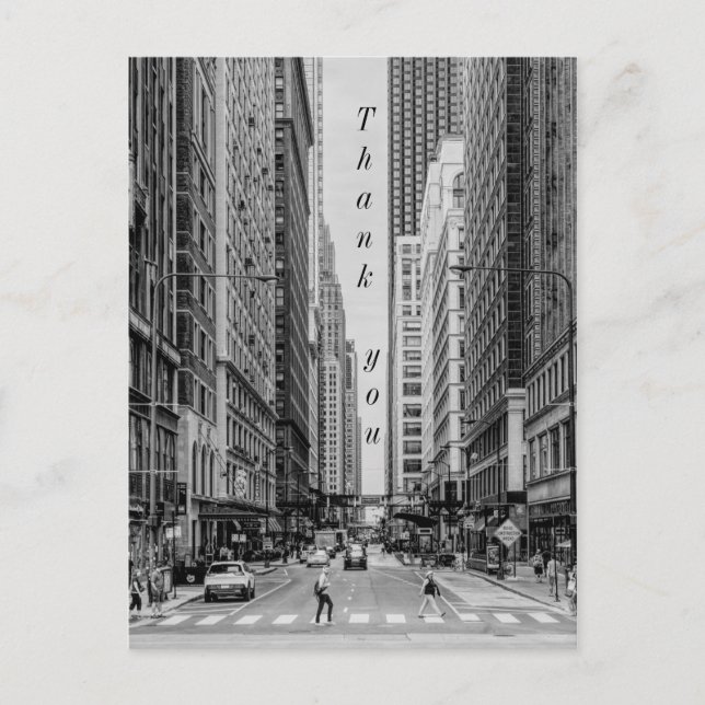 Chicago Madison Street Grayscale Vielen Dank Postkarte (Vorderseite)