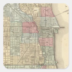 Chicago Map by Mitchell Quadratischer Aufkleber
