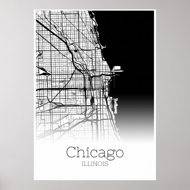 Chicago Map - Illinois IL - City Map Poster (Vorne)