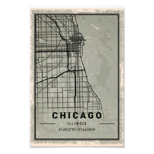 chicago map print poster canvas illinois