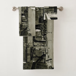 CHICAGO-MESSE-LAUFKATZE-ZUG-AQUARELL BADHANDTUCH SET