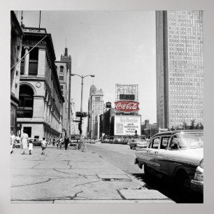 Chicago Michigan Avenue 1963 Colorsplash Vintage Poster
