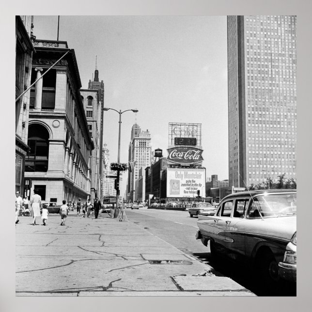 Chicago Michigan Avenue 1963 Vintages Foto Poster (Vorne)