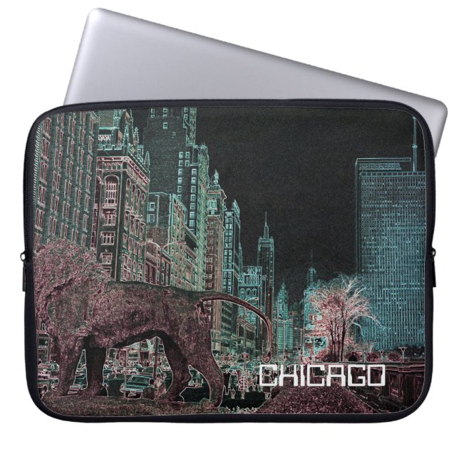 CHICAGO MICHIGAN AVENUE @ ART MUSEUM 1967 NEON LAPTOPSCHUTZHÜLLE (Vorderseite)